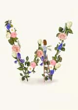 Initial W card created by A-Z Initials by Love Lucy Illustration