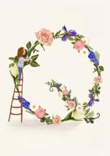 Floral Q Initial Birthday Card created by A-Z Initials by Love Lucy Illustration
