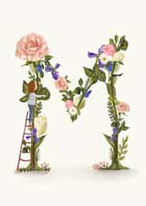 Initial card letter M created by A-Z Initials by Love Lucy Illustration