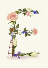 Initial card letter E created by A-Z Initials by Love Lucy Illustration