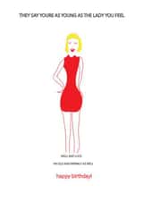 Funny red dress card created by art by thurston
