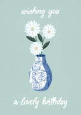 Pretty Birthday Card - Flowers - Vase created by Amy V Packham Art