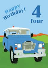 Age 4 landrover birthday card  created by lovetractors