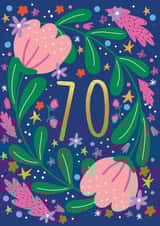 Floral 70th Birthday Card created by NICHOLA COWDERY ILLUSTRATIONS 