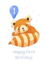 Happy first birthday red panda card created by Leela Taylor