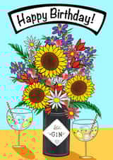 Happy birthday floral gin card created by Jessicadrawws