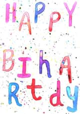 Happy Birthday hand drawn art splatter card created by Hobo Zobo