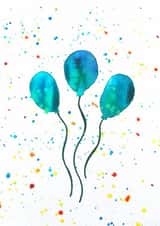 Blue Balloons Card Hand Drawn Design created by Hobo Zobo
