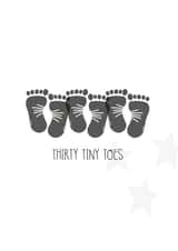 Thirty Tiny Toes - Gender Neutral Triplets Baby Card created by Two For Joy Illustration