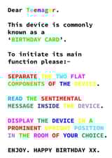 Teenager card opening instructions. created by Sunflower