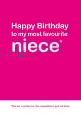 Most Favourite Niece Birthday Card created by Lisa Jestico