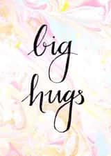 Big Hugs Card with marbled background created by Little Red Apple