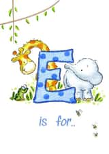Letter E initial jungle card created by Kate Garrett