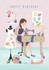 Sewing Birthday Card 1001 created by Little Stringers