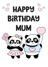 Panda Birthday Card for Mum created by Crystal Star Gift Shop