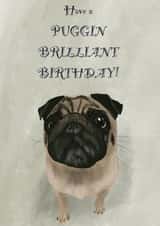 Pug birthday card created by Ann Williams Art
