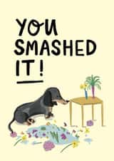 Congratulations, you absolutely smashed it cute dog card created by Faye Finney