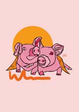 Fun Birthday/Love & Friendship Card - Pigs - Arty created by Freya Niamh Design
