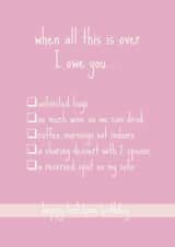 Lockdown Birthday I Owe You Card created by Make Cards Great Again