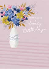 Floral vase Birthday card created by Sarah Hustwaite Illustration