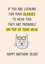 Grey Cat with Glasses Birthday Card created by Pig + Plums