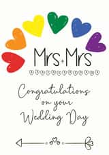 Mrs & Mrs Wedding card - Rainbow Typography card created by Chasing Cards
