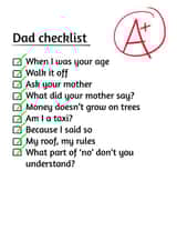 Dad Checklist card created by Artzen Island