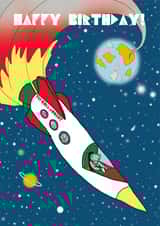 Dinosaur Rocket Birthday Card created by @ChildstarSamantha