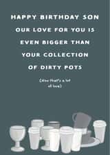 Dirty Pots, Son Birthday Card created by Urban Collie