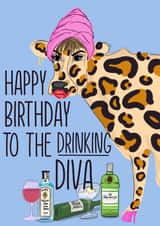 Drinking Diva Birthday card created by Happy whale prints