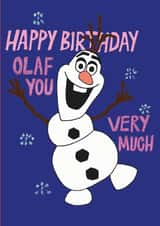 Olaf birthday card created by Carmel Goldstein