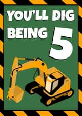 Construction 5th Birthday Card for Digger Loving 5 Year Olds created by Evezee