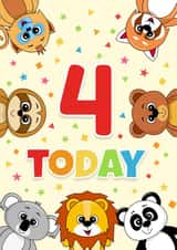 4 Today Birthday Card - Baby Animal 4th Birthday card created by RoleyOleyMoley