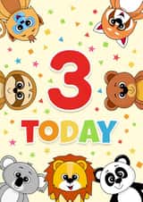 3 Today Birthday Card - Baby Animal 3rd Birthday card created by RoleyOleyMoley