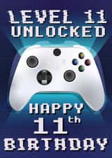 Level 11 Unlocked Boy Gamer 11th Birthday Card  created by LJRanson Design