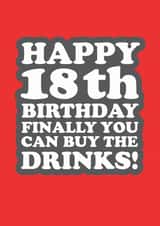 18th Drinks Birthday card created by The Boy and the Bear