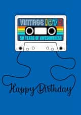 Retro Mixtape 50th Happy Birthday Card 1975 Birthday created by Claire Beetham-Davies