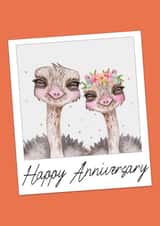 Cute Polaroid Anniversary card - Ostrich Selfie - Happy Anniversary created by CardandFast