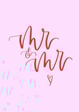 Mr & Mr - Typography pink wedding card created by _ellastrations
