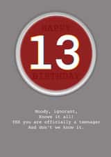 Rating 13 Birthday Card created by Andy Longmoor
