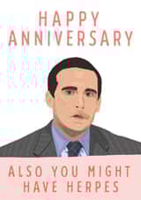 Funny Michael Scott Quote Anniversary Card - The Office Us - Also You Might Have Herpes created by URGHH Card Co.
