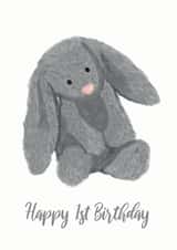 JellyCat Inspired Toy Rabbit First Birthday Card created by Sarah, Spark Prints & Designs