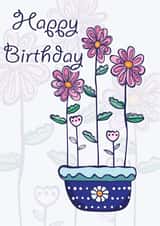 Cute Birthday Card - For Her - Pink Flowers - Daisy created by Susan Marie Williams