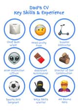 Dad's CV Key Skills & Experience Father's Day card 1001 created by Ha! Go on then