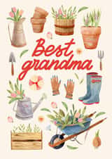 Best Grandma - gardening illustrations created by Julia Mezhniakova