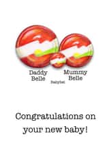 Cute and cheesy congratulations card for birth of new baby created by Lucy Hughes