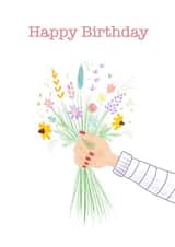 Happy Birthday - bunch of flowers hand drawn card created by Molliemadethis