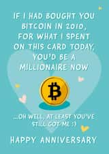 Bitcoin Funny Anniversary Card created by Fliss Muir