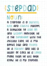 Heartfelt Birthday/Father's Day Card - Stepdad Noun - Meaning created by Joanne Hawker