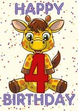 4th Birthday Cute Giraffe Card created by Love Gifts